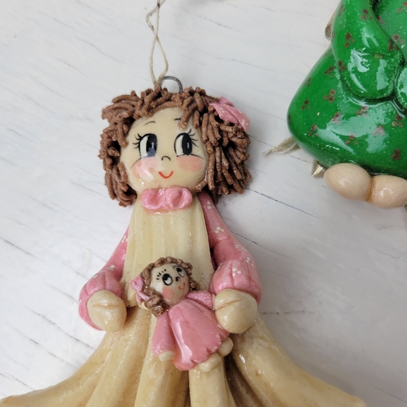 Vintage Christmas Ornaments Handmade Salt Dough Craft Set of 5 signed M.L. '89 - Picture 13 of 15